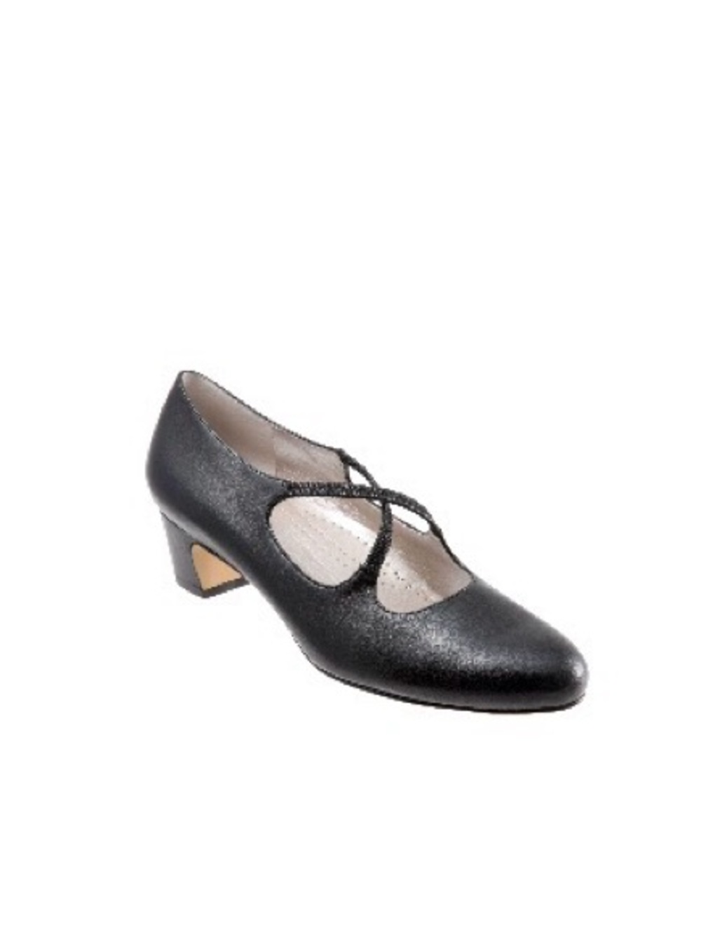 Trotters Black Criss-Cross Mary Jane Low Heel Pumps